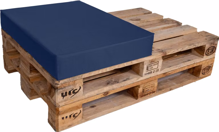 TexDeko Cuscino a forma di mezzo pallet 60x80x12 cm Cuscino da salotto Imbottitura per pallet idrorepellente (blu)