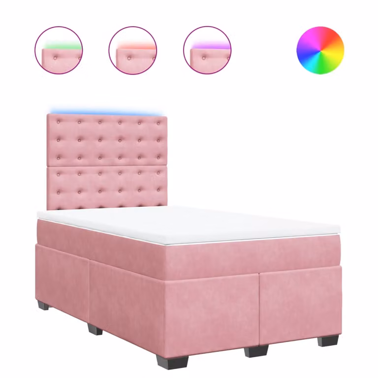Giroletto a Molle con Materasso Rosa 120x200 cm in Velluto