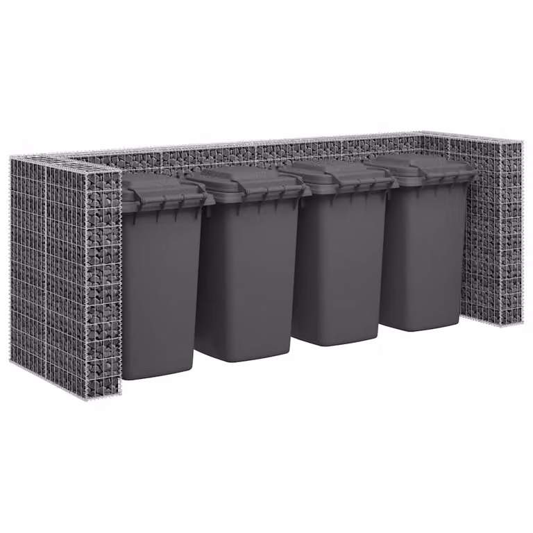 vidaXL Gabbione per Bidoni in Acciaio Zincato Grigio L: 320 cm, P: 100 cm, H: 120 cm