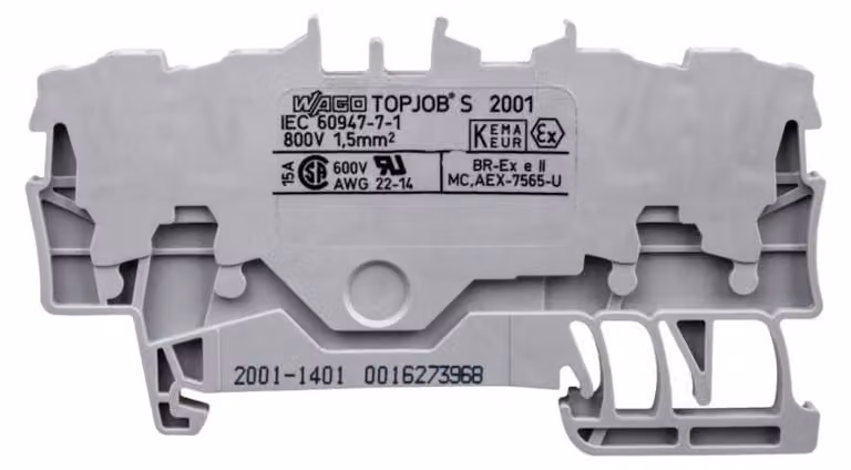 Morsetto passante a 4 conduttori, TS 35 - Morsettiera di alimentazione 4,2 mm 18 A 2001-1401