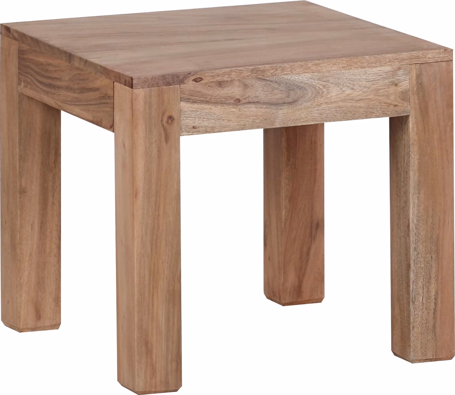Tavolino in legno massello di acacia, larghezza 45 cm Tavolino da salotto Design marrone Stile rustico Tavolino ausiliario Prodotto naturale Mobili da salotto Pezzo unico moderno Mobili in legno massello Legno vero quadrato