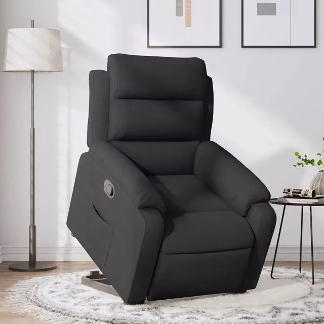 Poltrona Alzapersona Reclinabile vidaXL Nera in Tessuto con Braccioli e Assistenza Elettrica per Senior – 1