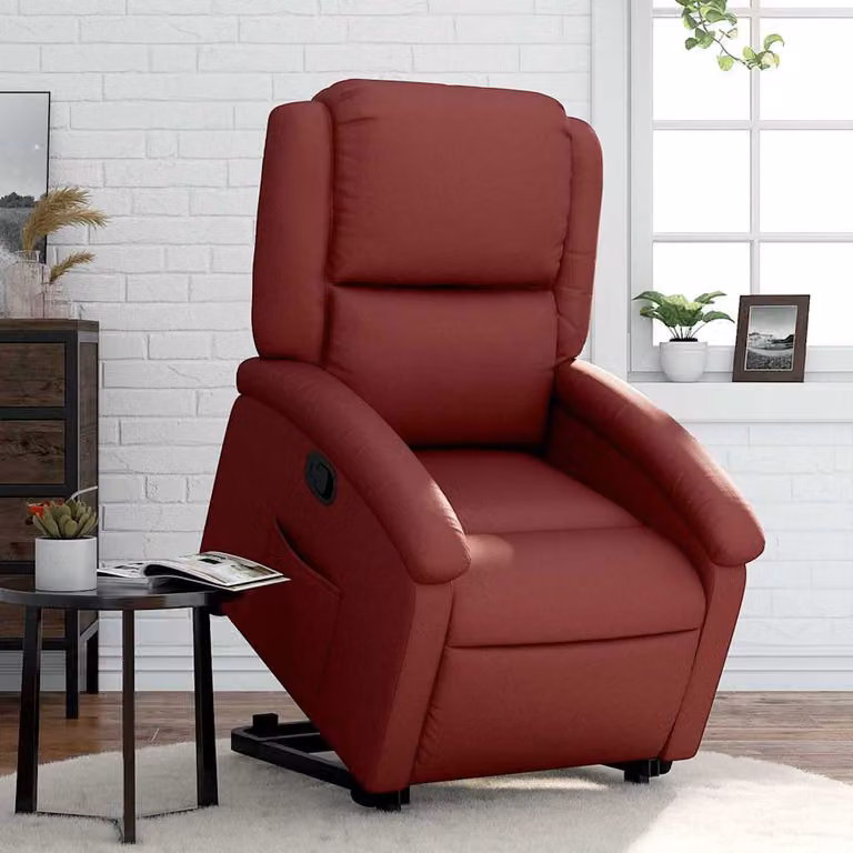 vidaXL Poltrona Alzapersona Reclinabile con Assistenza Elettrica in Similpelle Rossa