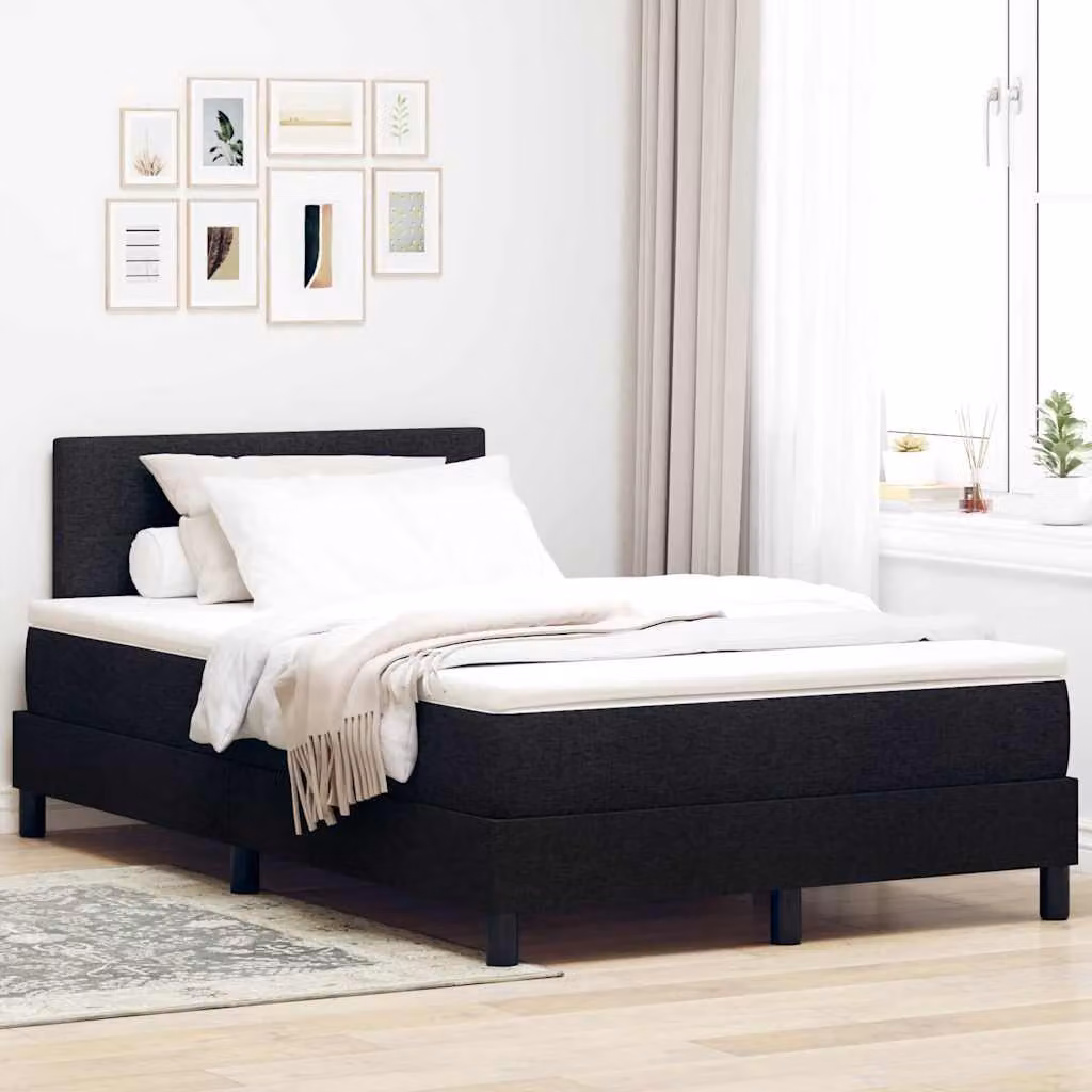 Maison Exclusive - Letto con boxspring e strisce LED, colore nero, dimensioni 120 x 200 cm, rivestito in tessuto