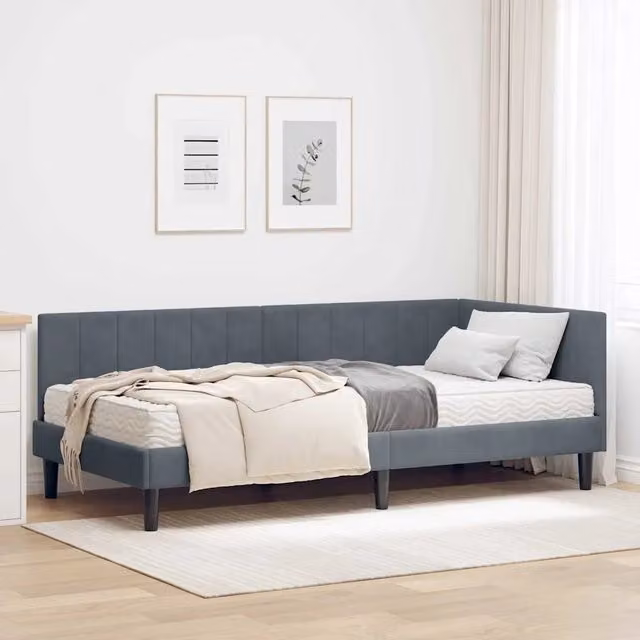 Struttura Letto Angolare con Materasso 2 pz-Giroletto con materasso Grigio Velluto 249377