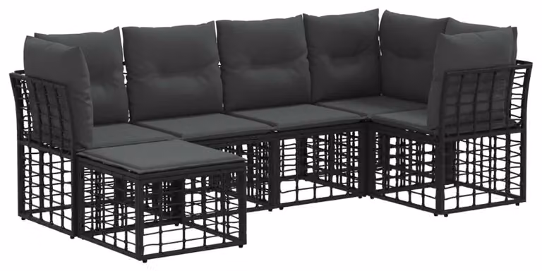 Set di divani da esterno Nero Poliestere