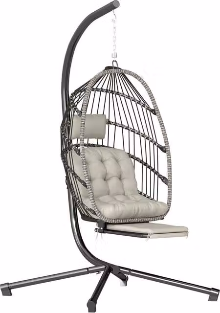 Poltrona sospesa reclinabile con poggiapiedi retrattile ¨C zephmum ¨C grigio chiaro