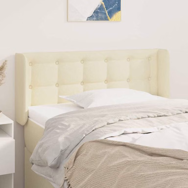 Testiera per letto imbottita vidaXL in similpelle beige L: 93 cm, P: 16 cm, H: 78-88 cm