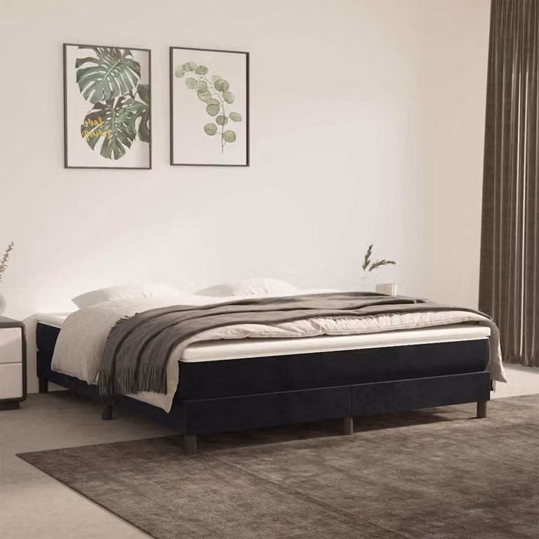 vidaXL Struttura Letto Imbottita in Velluto Nero L: 160 cm, P: 200 cm