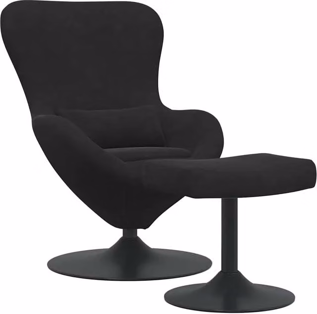 Poltrona | Sedia Egg con Pouf Nero Velluto
