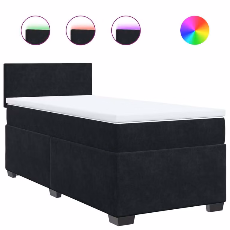 Giroletto a Molle con Materasso Nero 90x190 cm in Velluto