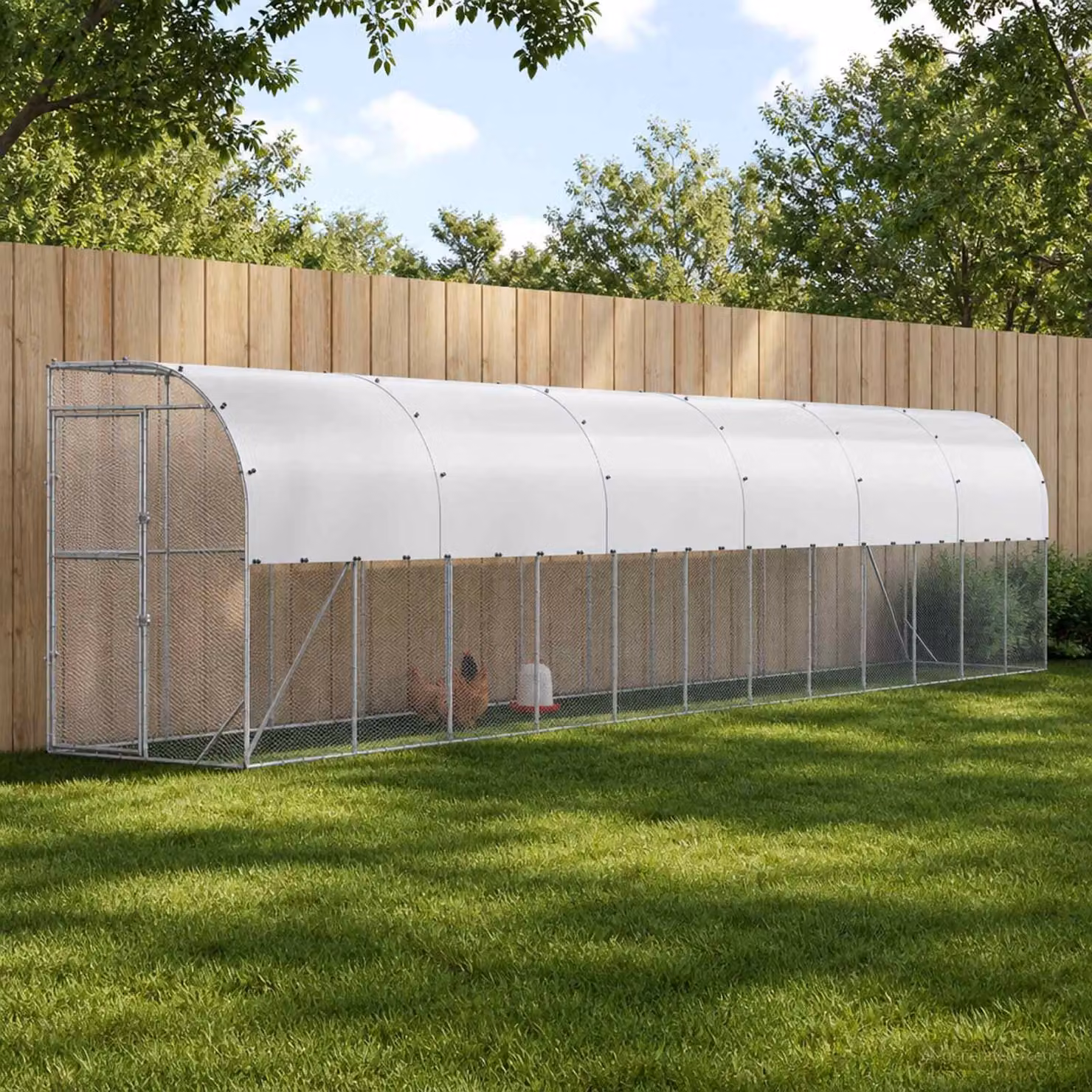 vidaXL Gabbia per Polli Contro il Muro Argento 600 x 150 x 215 cm