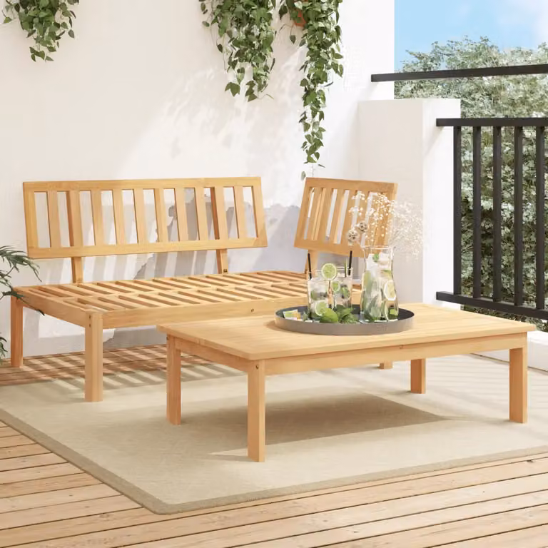 Set di 2 divani da giardino con pallet vidaXL in legno di acacia oliato, colore marrone e beige