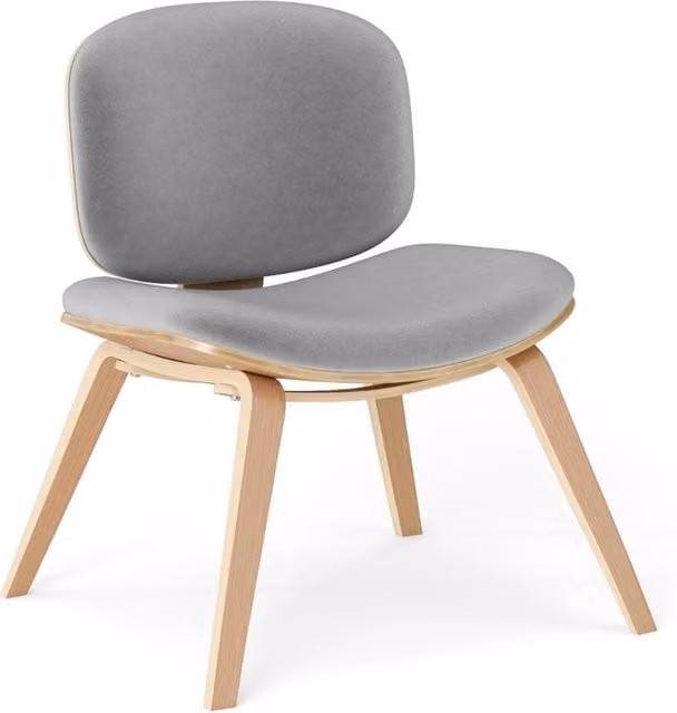 Sedia moderna Design Mania con schienale curvo e sedile imbottito in tessuto Grigio chiaro per cucina e soggiorno