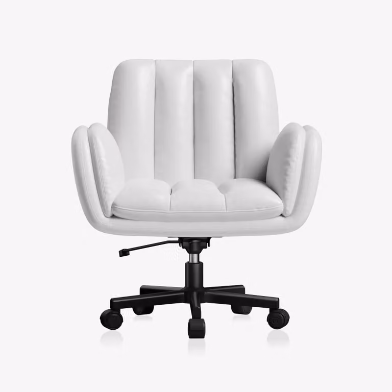 Sedia da scrivania confortevole - Sedia da ufficio ergonomica - Ampia seduta imbottita - Regolabile in altezza - Braccioli pieghevoli - Rotella girevole - Ideale per l'ufficio domestico - Colore: bianco