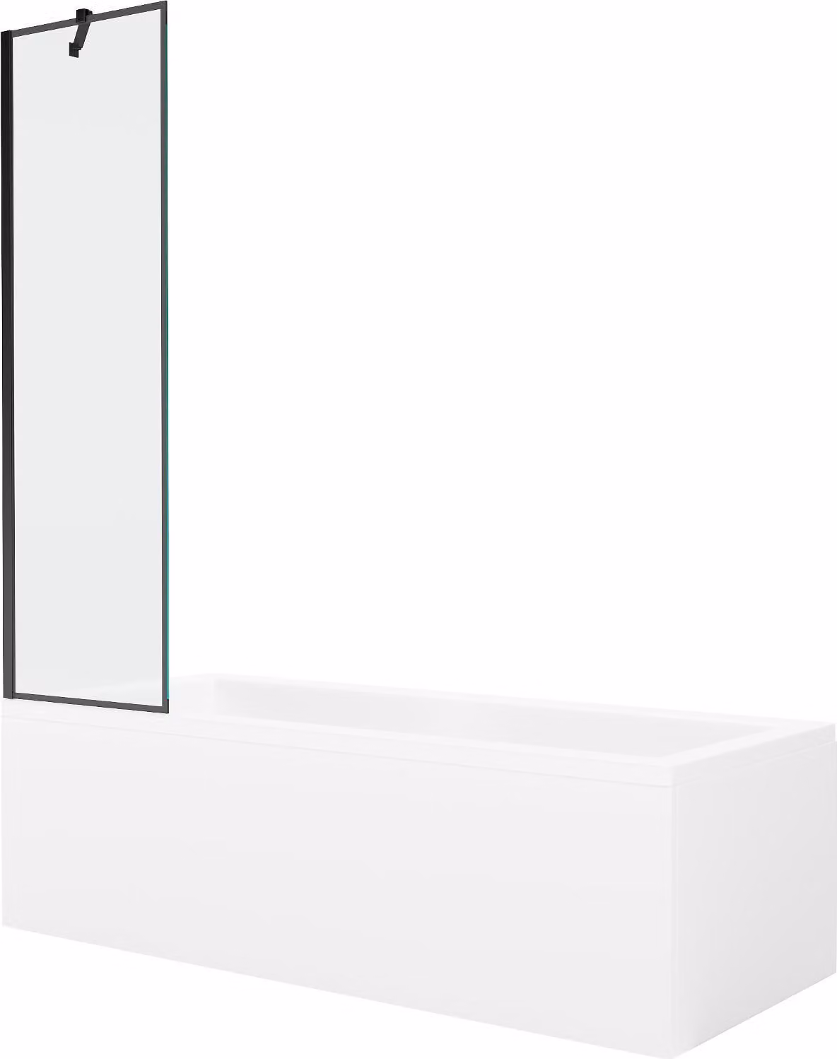 Mexen Cubik vasca rettangolare 150 x 70 cm con rivestimento e paravento a 1 anta 50 cm, motivo nero - 550315070X9505007070