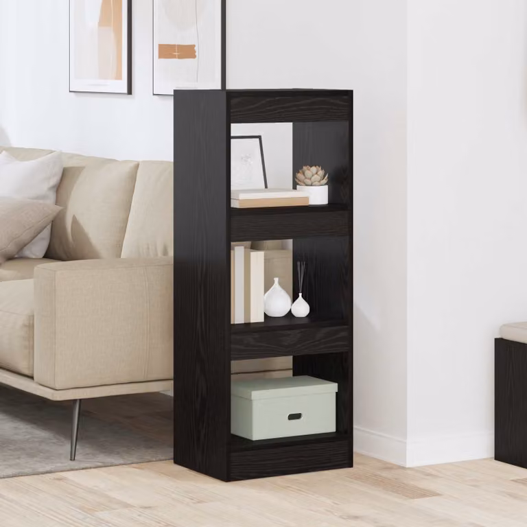 Armadio per libri vidaXL a 3 livelli in legno nero, L: 37 cm, P: 30 cm, H: 103 cm