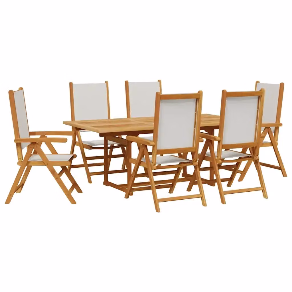 Set Pranzo da Giardino vidaXL in Legno di Acacia e Tessuto Beige, 7 Pezzi – 2