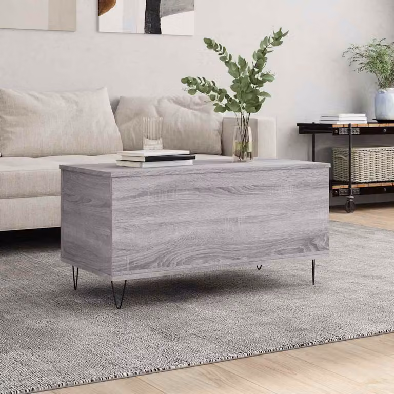 vidaXL Tavolino da Salotto Moderno Grigio con Meccanismo Sollevabile in Legno e Metallo L: 90 cm, P: 44,5 cm, H: 45 cm