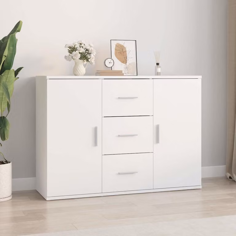 Credenza bianca minimalista vidaXL in legno multistrato e MDF L: 91 cm, P: 29,5 cm, H: 65 cm