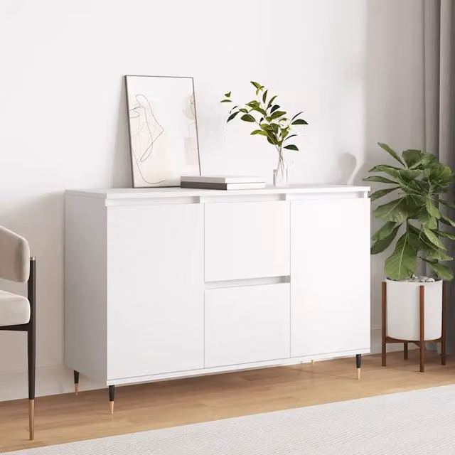Credenza Bianca 101,5x35x70 cm in Legno Multistrato 827196
