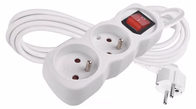 EMOS Cavo di prolunga 3 m / 2 prese / con interruttore / bianco / PVC / 1 mm2, P1213