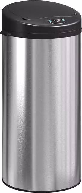 Pattumiera da cucina automatica HOMCOM con sensore in acciaio inox, coperchio soft close, 30 L, argento, L 32 cm x P 30 cm x H 68 cm – 1