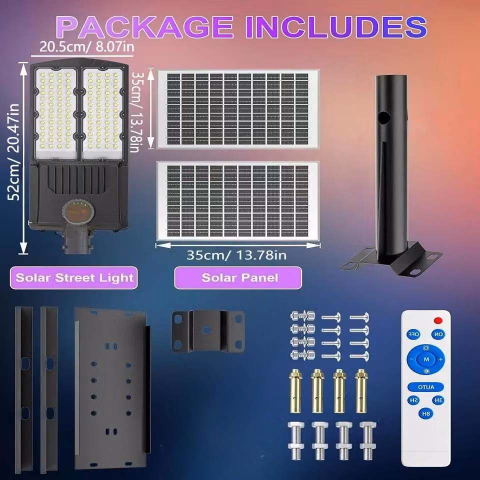 Lampada solare - Lampione solare a LED - 60000 lumen - Sensore di movimento - Dimmerabile - Grado di protezione IP65 - Batteria inclusa