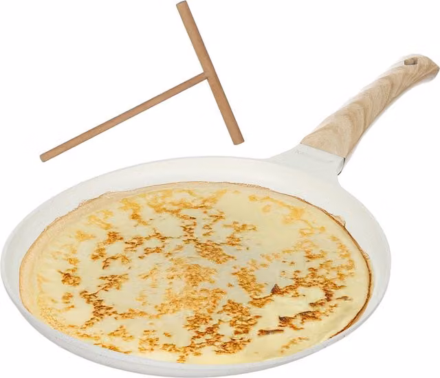 Padella per crepe KASANOVA con spatola, diametro 28 cm, rivestimento antiaderente in ceramica, colore bianco