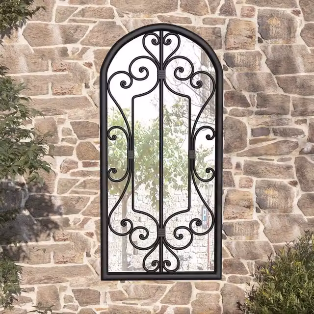 Specchio da giardino rettangolare vidaXL in metallo e vetro nero per uso esterno L: 100 cm, H: 45 cm, P: 1 cm