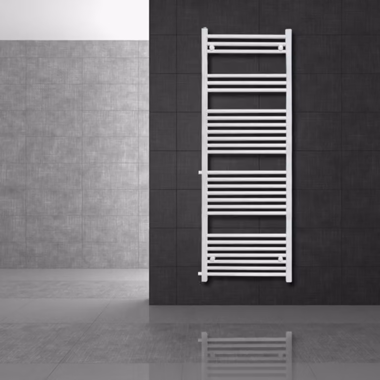 Radiatore da bagno LuxeBath Attacco laterale 500x1600 mm Bianco Dritto con valvola termostatica integrata Radiatore da ristrutturazione Scaldasalviette, senza resistenza elettrica