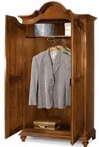 Armadio a 2 ante Venezia KIVIO in legno di pioppo massiccio stile arte povera colore noce scuro L: 112 cm, P: 46 cm, H: 204 cm
