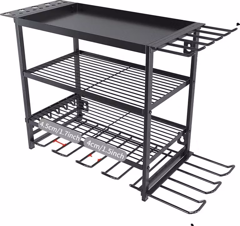Organizzatore di utensili, realizzato in metallo resistente, design da montaggio a parete, come da immagine