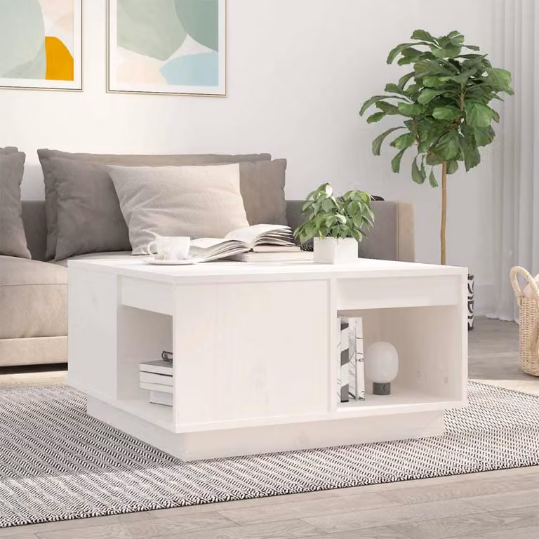 Maison Exclusive - Tavolino bianco 60x61x32,5 cm in legno massello di pino