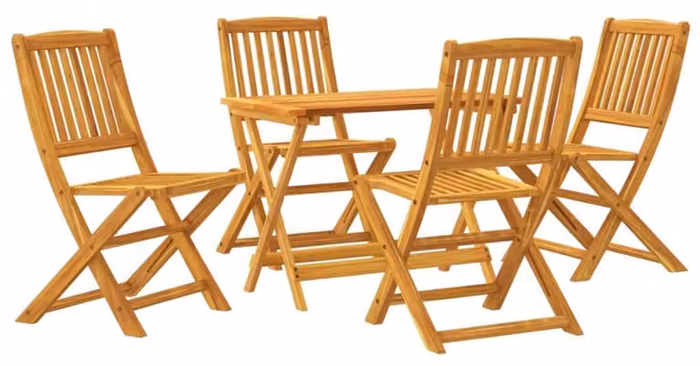 Set da giardino in legno di acacia massello, pieghevole, per 4 persone, peso: 31,8 kg