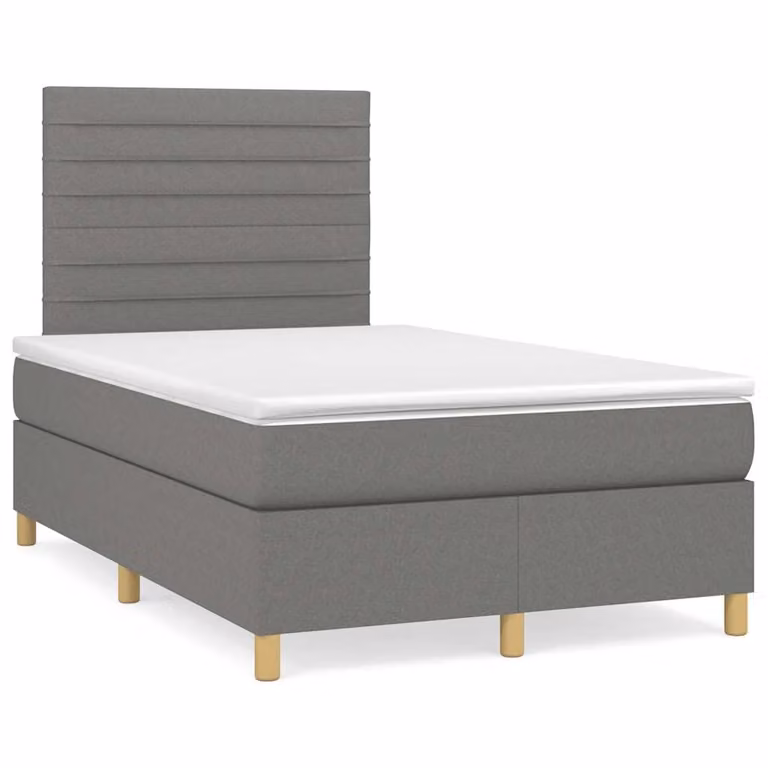 vidaXL Giroletto a Molle con Materasso Ibrido in Tessuto Grigio e Bianco L/P/H: 200 x 120 x 193 cm