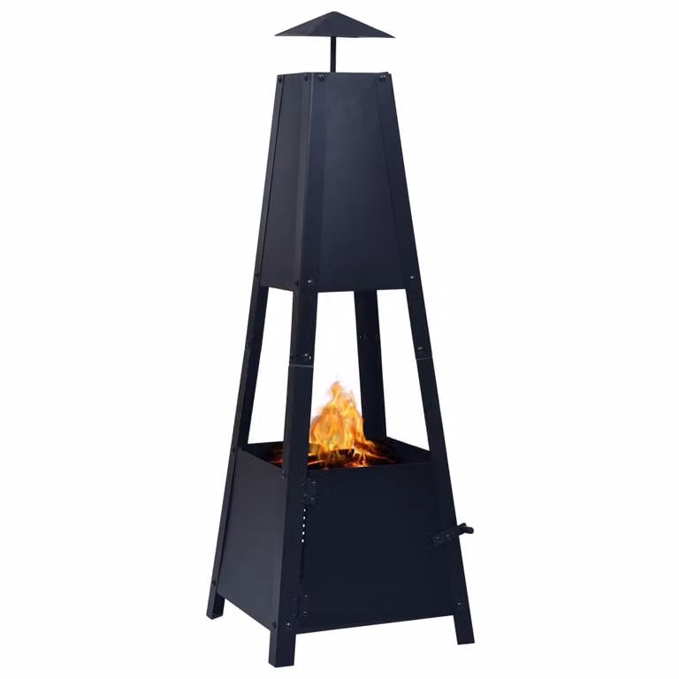 The Living Store Focolare nero 35×35×99 cm in acciaio