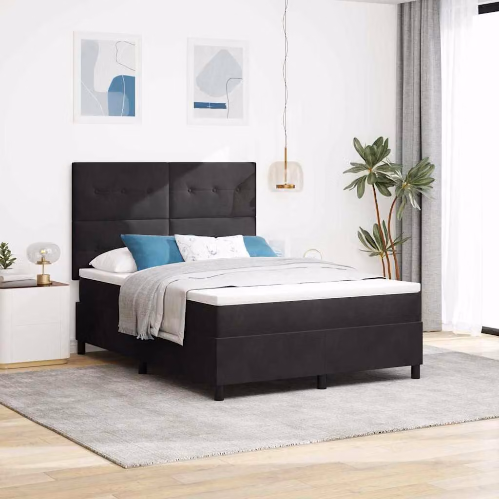 Maison Exclusive - Letto boxspring con testiera, nero, 140 x 200 cm, velluto