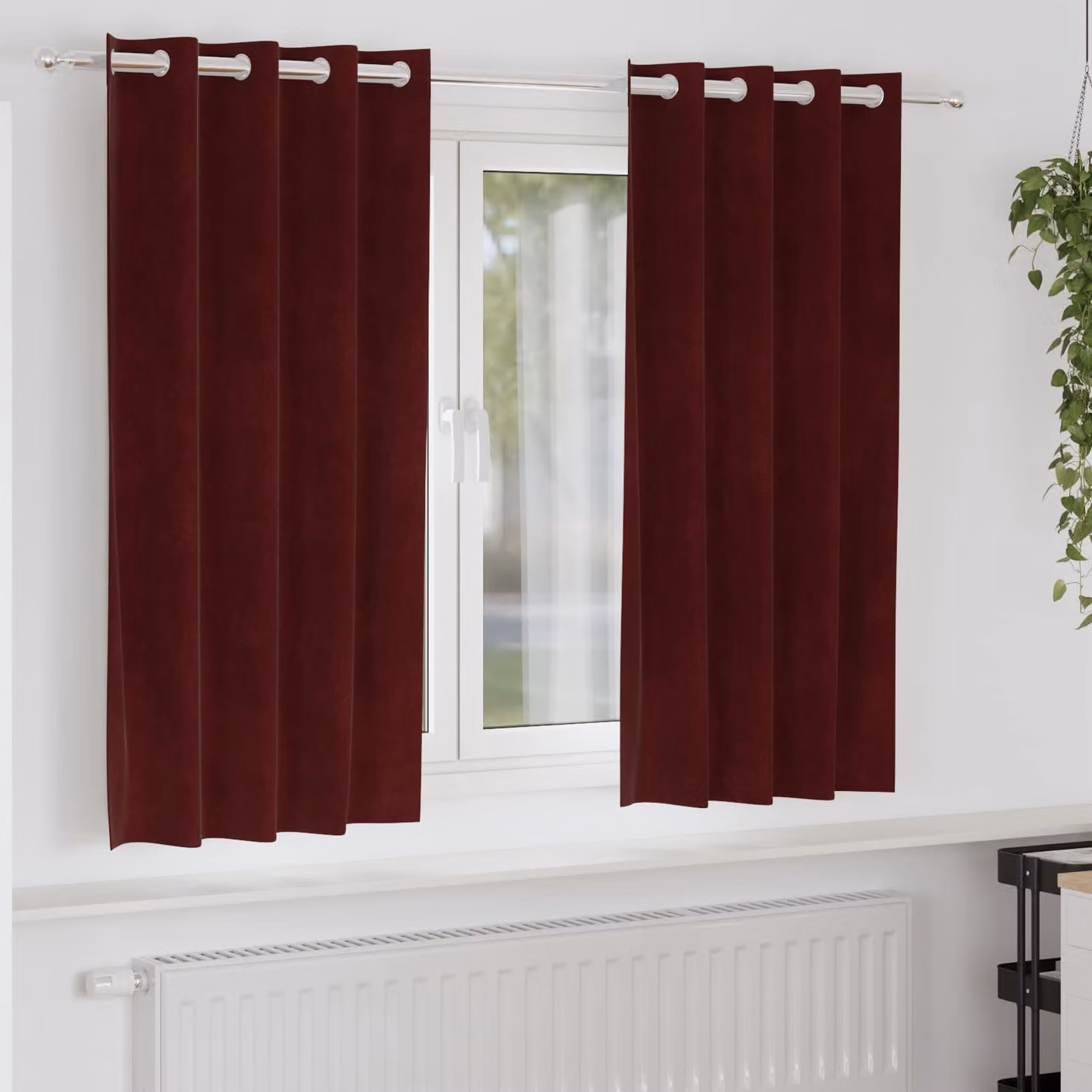 Set di 2 tende oscuranti vidaXL in velluto rosso, L: 140 cm x H: 175 cm