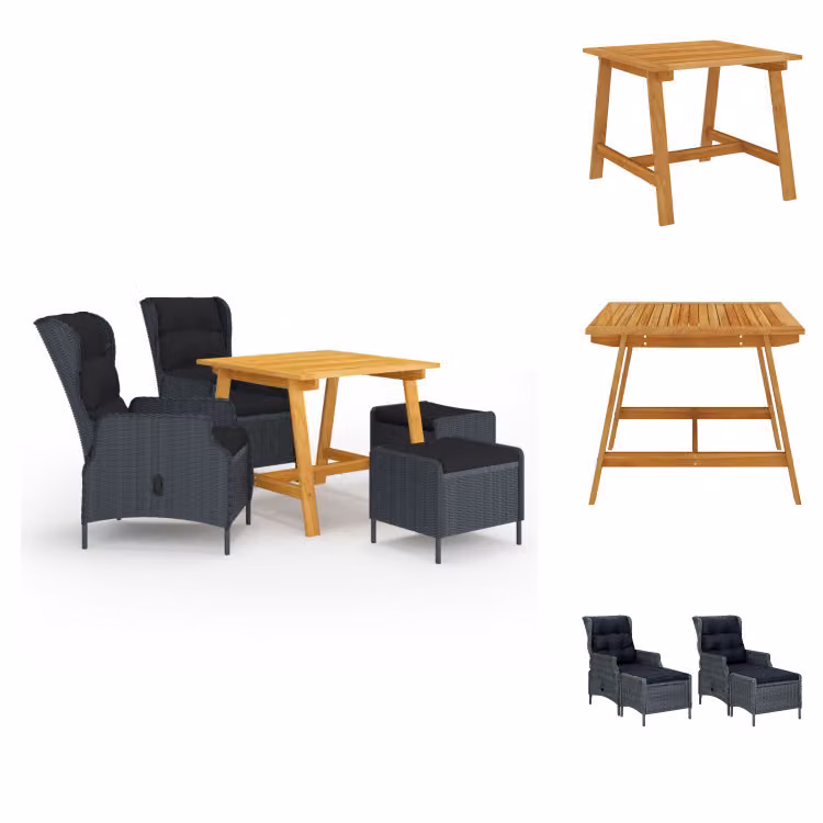 vidaXL Set da pranzo da giardino 5 pezzi grigio scuro - Set di mobili da giardino