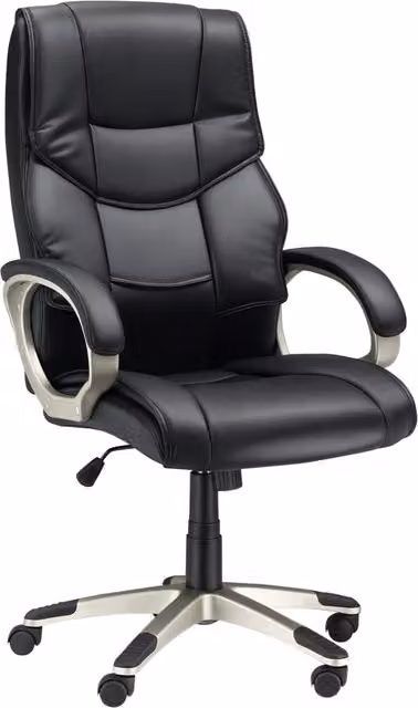 Sedia da ufficio presidenziale ergonomica girevole in ecopelle e metallo nero regolabile 70 x 58 x 114–124 cm
