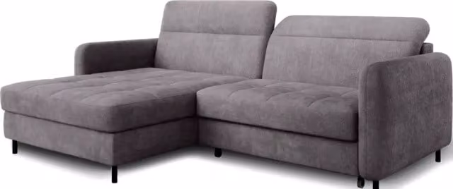 Divano ad angolo con funzione letto MEUBLORAMA collezione GOUMSI colore Grigio e Nero con poggiatesta regolabile e contenitore, L/P/H: 228 x 165 x 128 cm