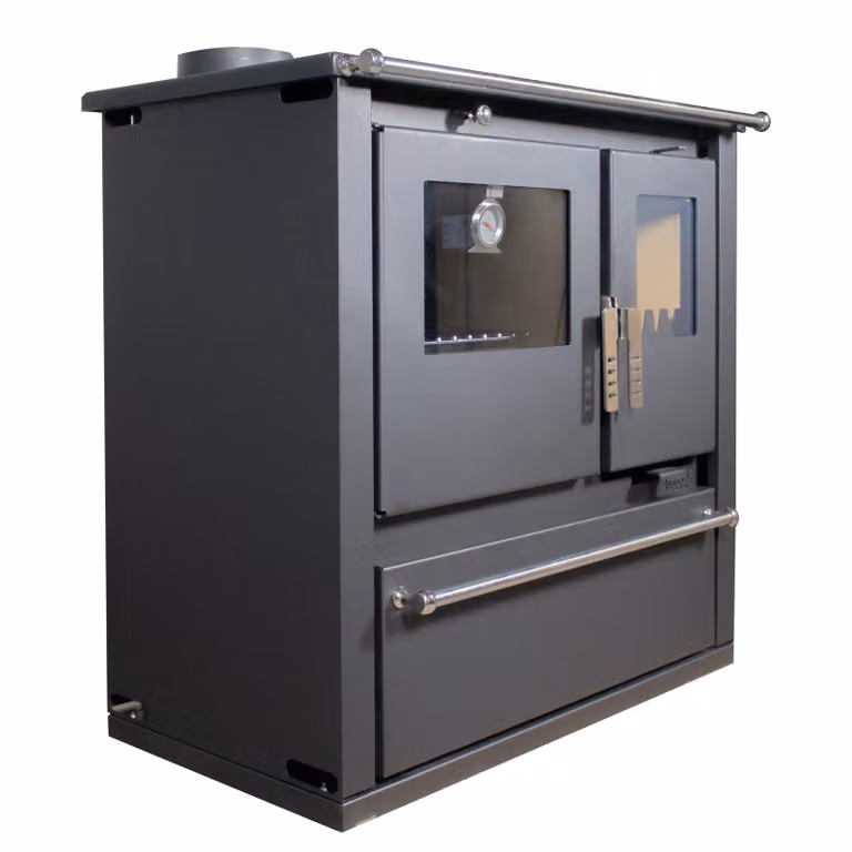 Stufa a legna Verso CS Plus – 7,7 kW, con forno e piano cottura a sinistra – Classe A+