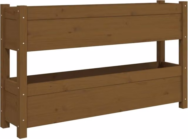 Fioriera rialzata per piante fiori patio giardino 112 x 25 x 66 cm legno massello di pino marrone 02_0037401