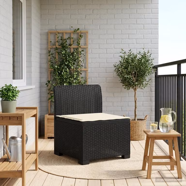 vidaXL Divano da Giardino a 1 Posto con Cuscino in Effetto Rattan, Colore Antracite e Nero