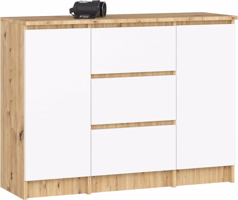 Cassettiera combinata JUNIPER - rovere artisan / bianco