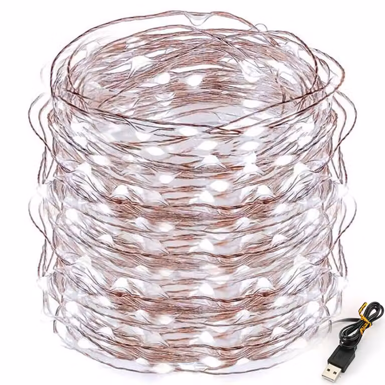 5M bianco LED rame filo fata luci USB Natale filo fata luci nozze festa decorazione interna