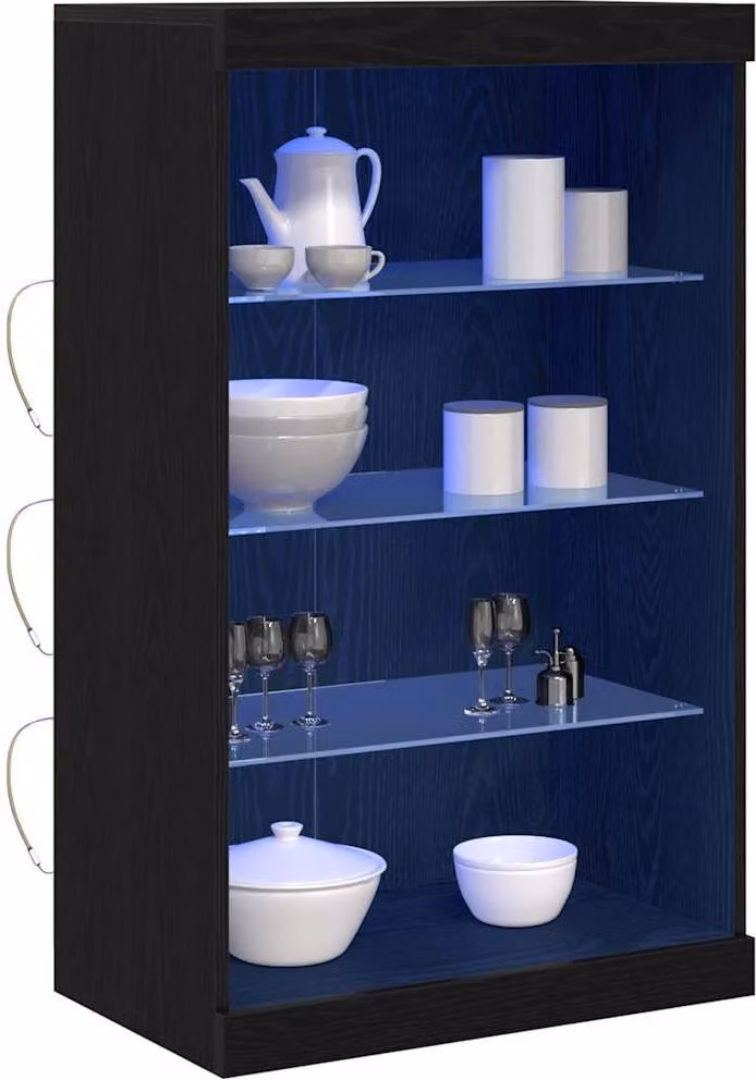 Madia LED Rovere Nero 60,5 x 37 x 100 cm Legno multistrato