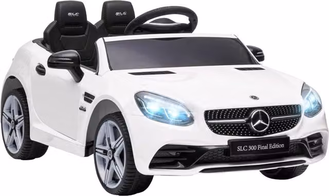AIYAPLAY Macchina Elettrica per Bambini con Licenza Mercedes SLC 300, Telecomando, Bianco, L: 107 cm, P: 62.5 cm, H: 44 cm