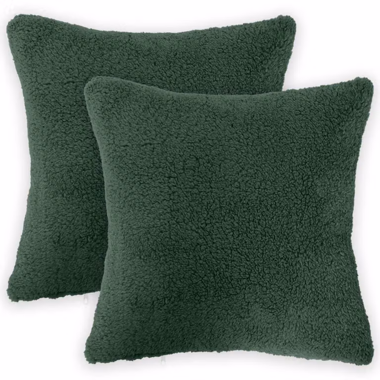 Set di 2 federe vidaXL HEERLEN in tessuto bouclé verde scuro, L 45 cm x P 45 cm